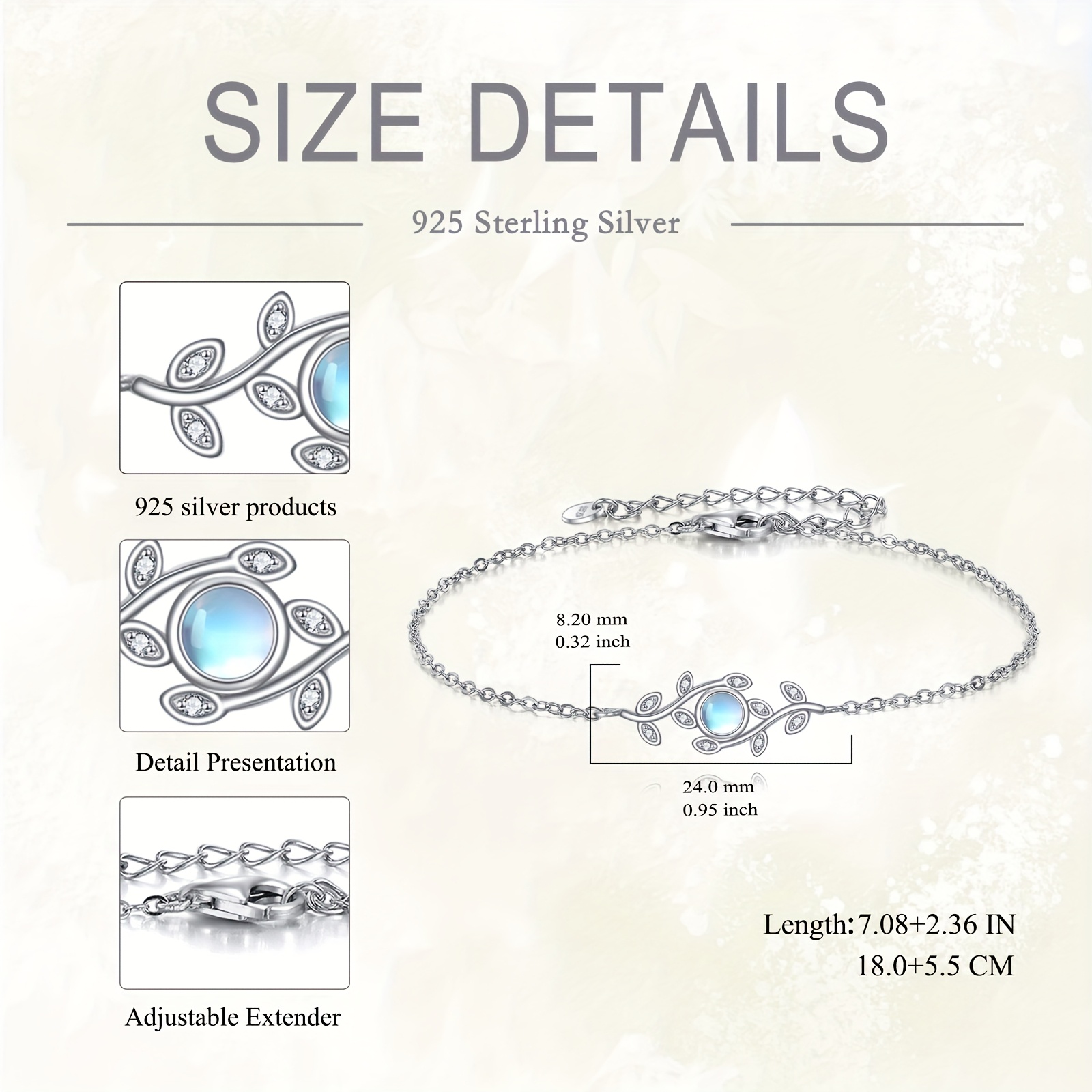 Sterling Silver Leaf Bracelet for Women